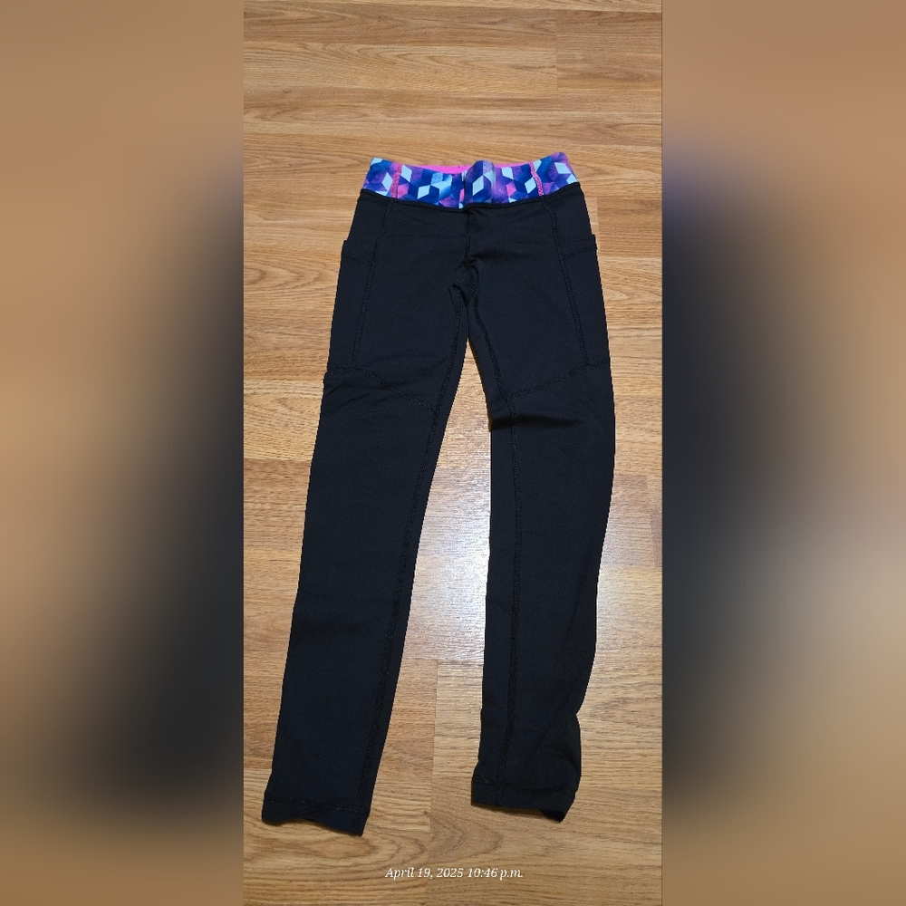 Lululemon Black Leggings with Colorful Waistband